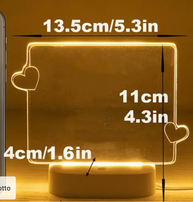 Lampada Led Cuore Plexiglass