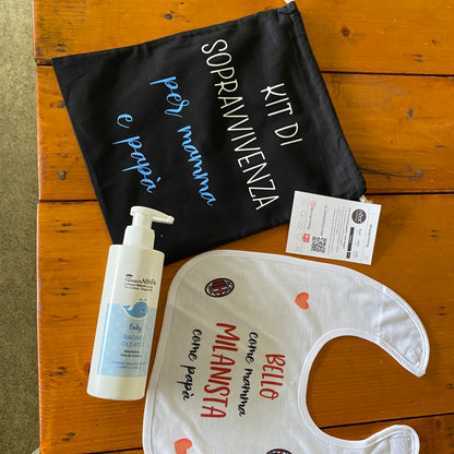 Kit neonato sacca bavaglino e detergente