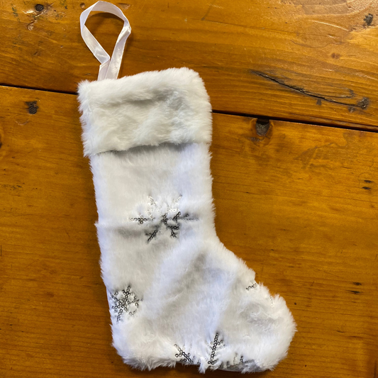 Calza befana personalizzabile bianca pelo