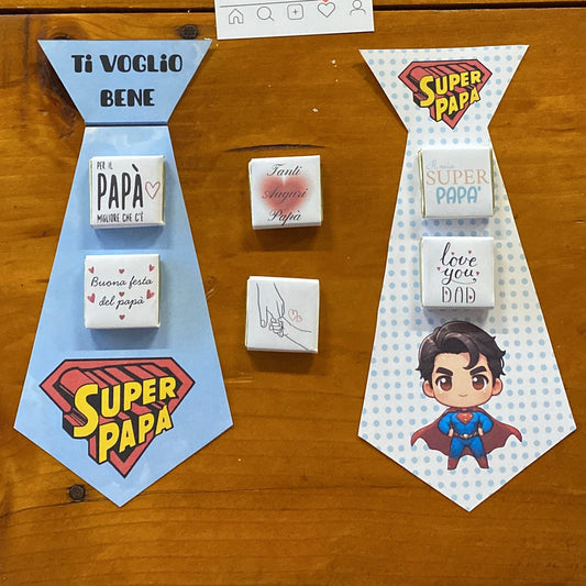 Cravatta in cartoncino con 2 cioccolatini