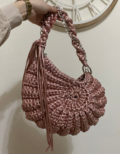 Borsa a forma di conchiglia fatta a mano Rosa lurex